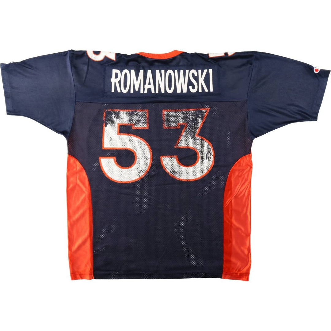 90'S Champion Denver Broncos V-neck Mesh Football 3/4 Sleeve T-Shirt, Men's Size L (Equivalent), Vintage Nylon navy blue type Vintage Second Hand