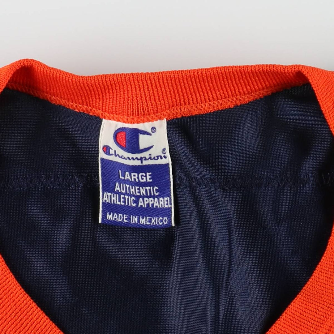 90'S Champion Denver Broncos V-neck Mesh Football 3/4 Sleeve T-Shirt, Men's Size L (Equivalent), Vintage Nylon navy blue type Vintage Second Hand