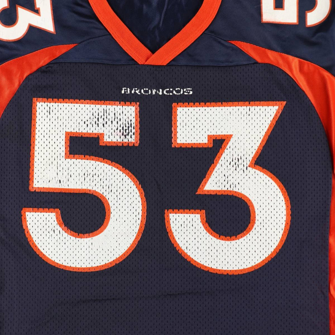 90'S Champion Denver Broncos V-neck Mesh Football 3/4 Sleeve T-Shirt, Men's Size L (Equivalent), Vintage Nylon navy blue type Vintage Second Hand