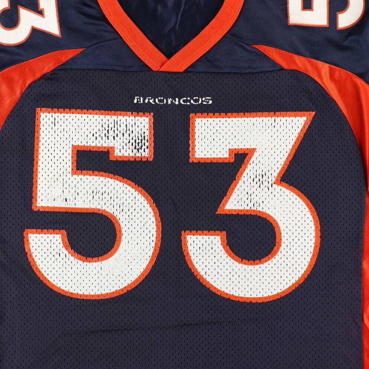 90'S Champion Denver Broncos V-neck Mesh Football 3/4 Sleeve T-Shirt, Men's Size L (Equivalent), Vintage Nylon navy blue type Vintage Second Hand
