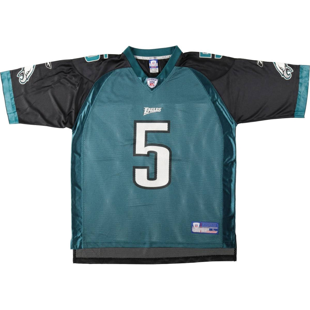 Reebok Philadelphia Eagles Mesh V-Neck Football 3/4 Sleeve T-Shirt, Men's Size L (approx.) Nylon green type Vintage Second Hand