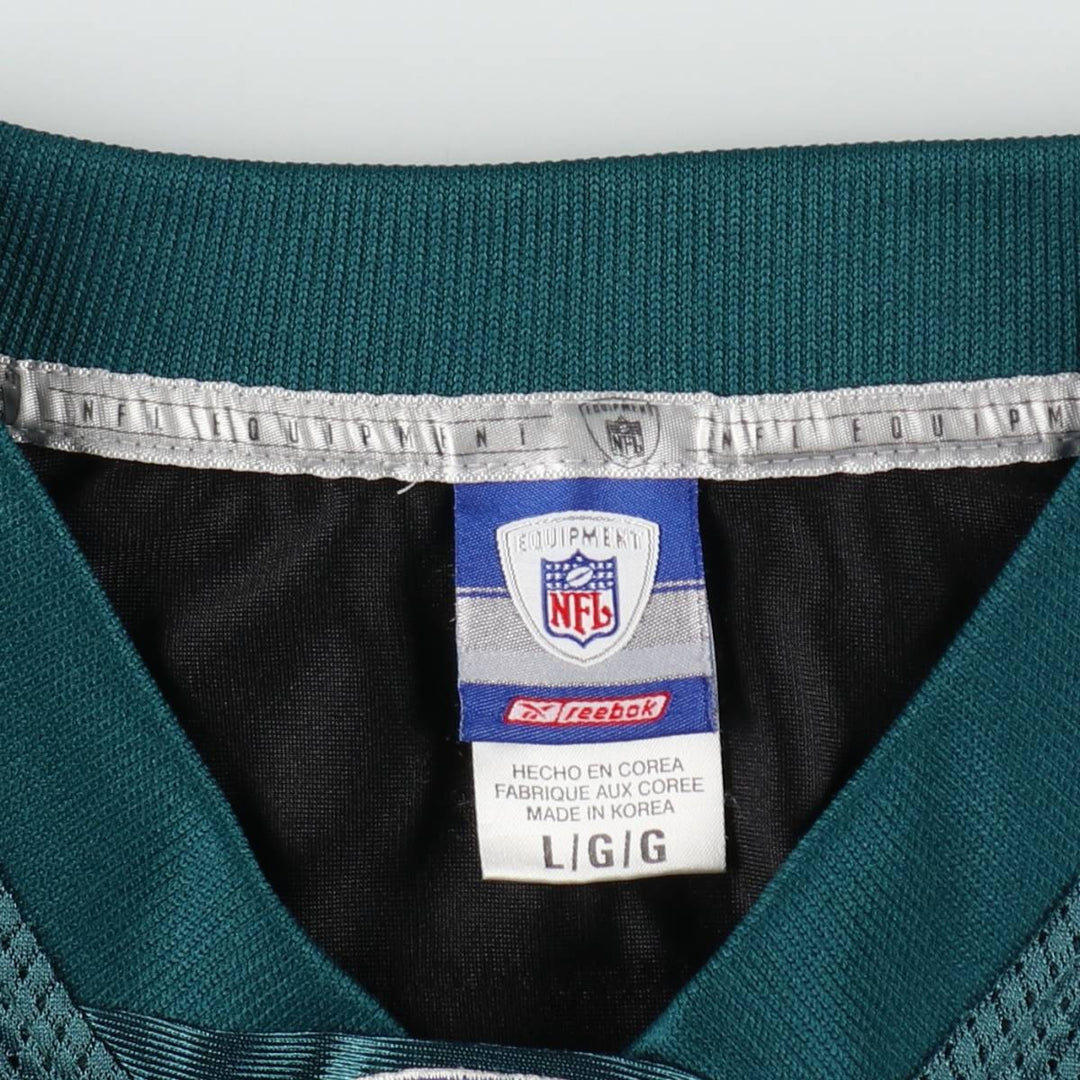 Reebok Philadelphia Eagles Mesh V-Neck Football 3/4 Sleeve T-Shirt, Men's Size L (approx.) Nylon green type Vintage Second Hand