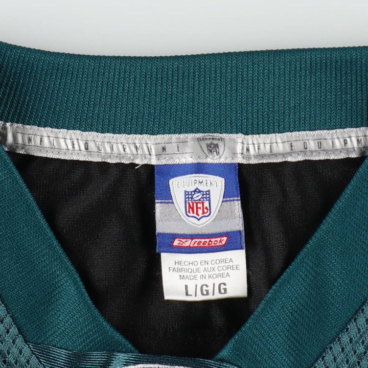 Reebok Philadelphia Eagles Mesh V-Neck Football 3/4 Sleeve T-Shirt, Men's Size L (approx.) Nylon green type Vintage Second Hand