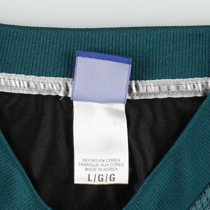 Reebok Philadelphia Eagles Mesh V-Neck Football 3/4 Sleeve T-Shirt, Men's Size L (approx.) Nylon green type Vintage Second Hand