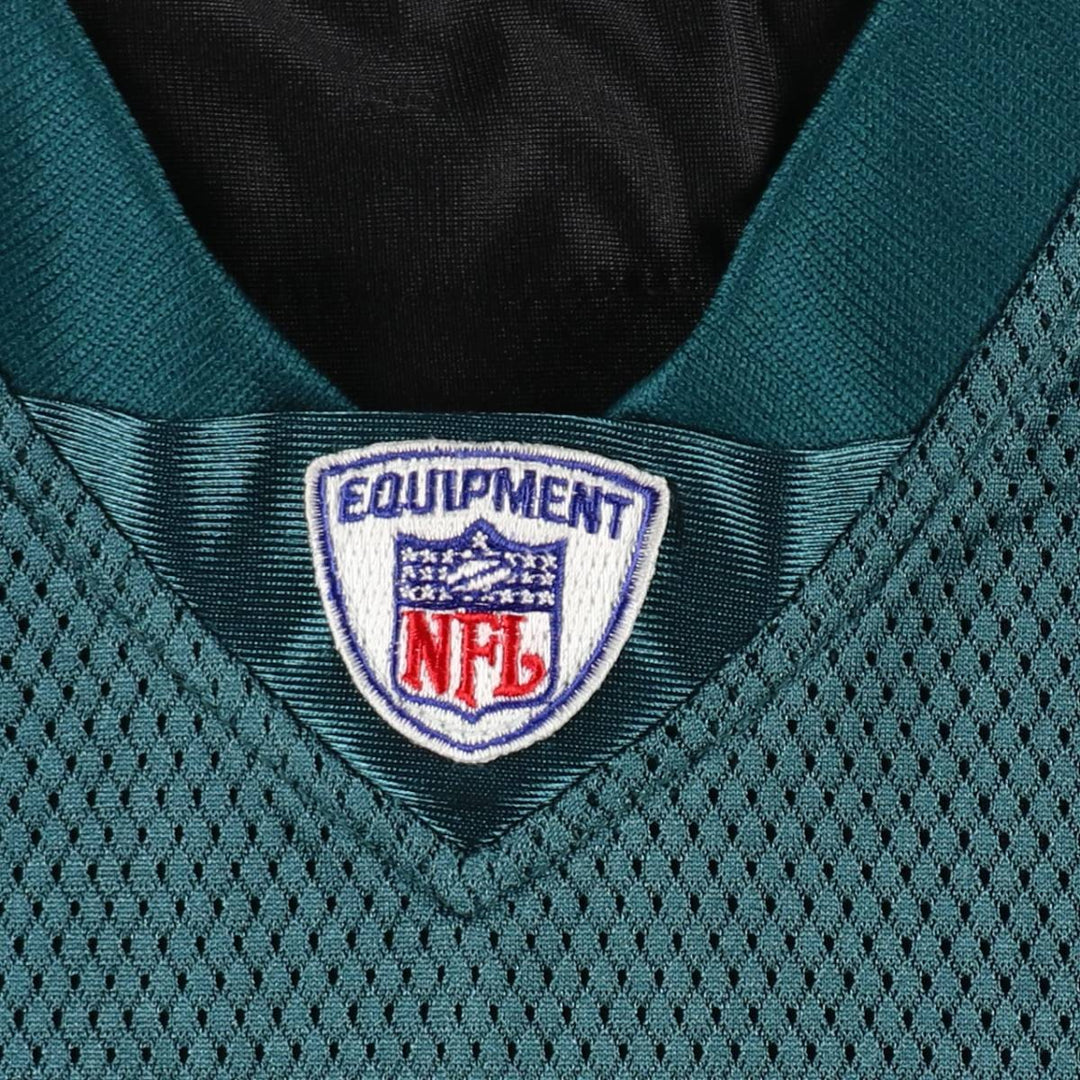 Reebok Philadelphia Eagles Mesh V-Neck Football 3/4 Sleeve T-Shirt, Men's Size L (approx.) Nylon green type Vintage Second Hand
