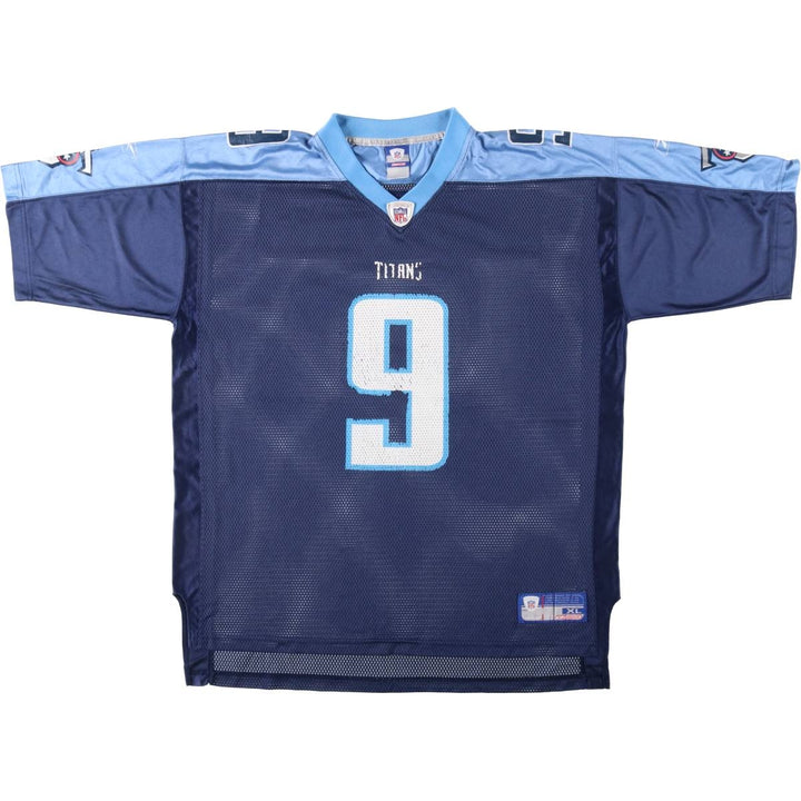 Reebok NFL Tennessee Titans Mesh V-Neck Football 3/4 Sleeve T-Shirt (Men's XL equivalent) unclear navy blue type Vintage Second Hand