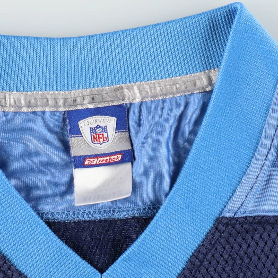 Reebok NFL Tennessee Titans Mesh V-Neck Football 3/4 Sleeve T-Shirt (Men's XL equivalent) unclear navy blue type Vintage Second Hand