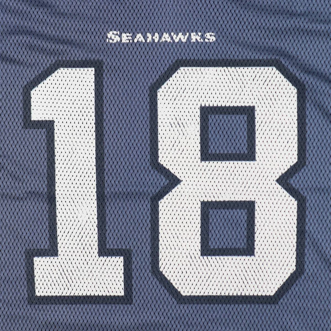 Reebok NFL Seattle Seahawks Mesh V-Neck Football 3/4 Sleeve T-Shirt (Men's Size M) Nylon Navy blue Vintage Second Hand