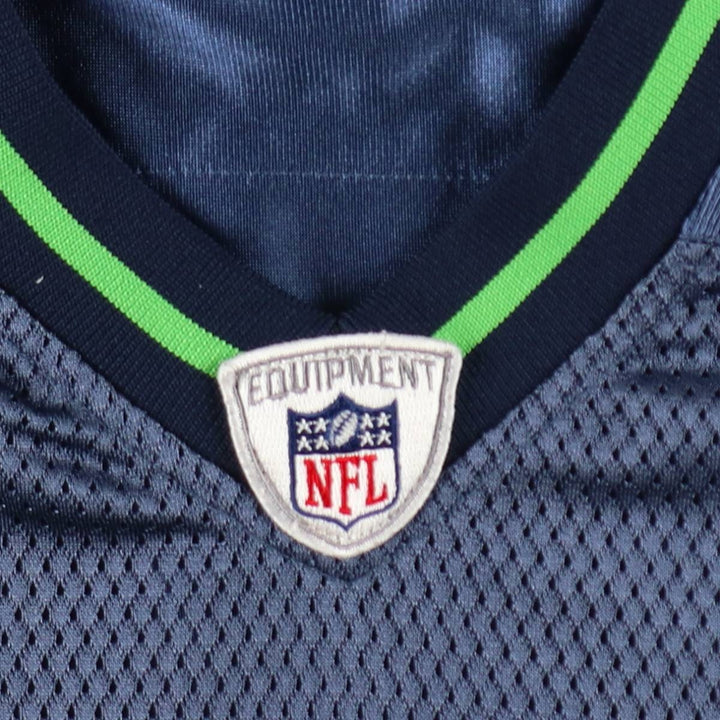 Reebok NFL Seattle Seahawks Mesh V-Neck Football 3/4 Sleeve T-Shirt (Men's Size M) Nylon Navy blue Vintage Second Hand