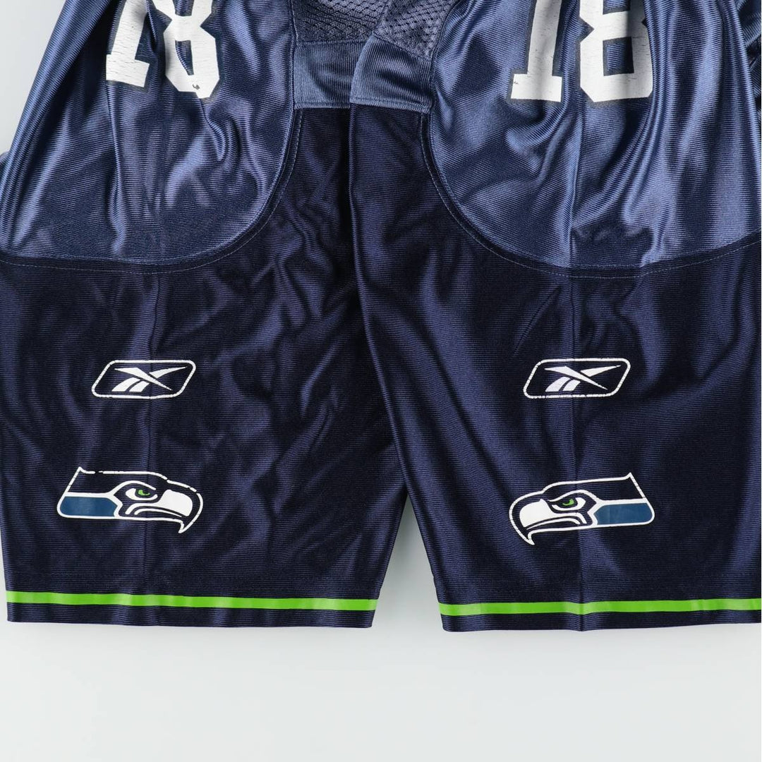 Reebok NFL Seattle Seahawks Mesh V-Neck Football 3/4 Sleeve T-Shirt (Men's Size M) Nylon Navy blue Vintage Second Hand