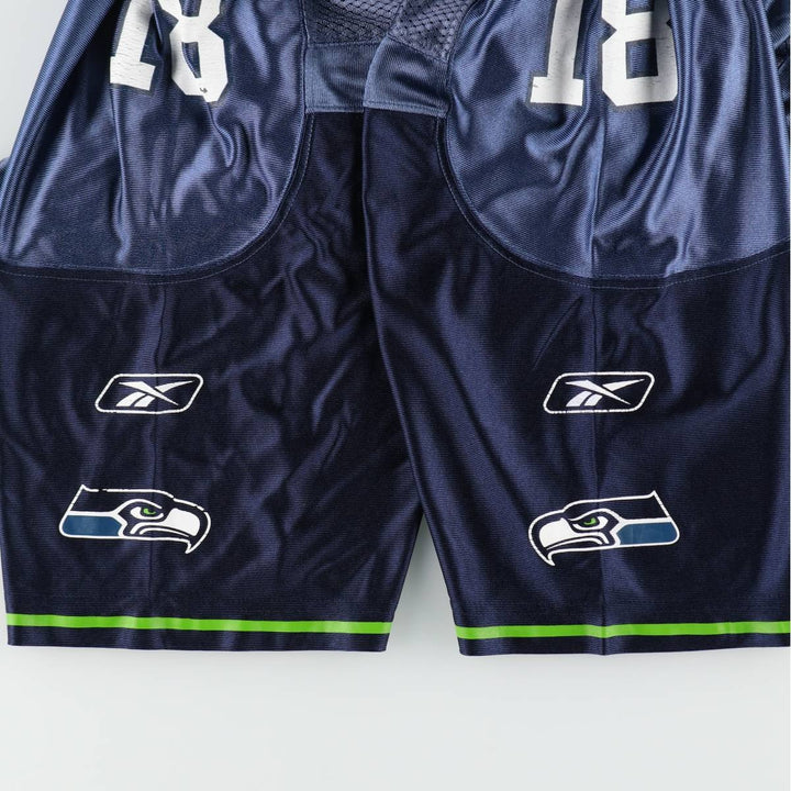 Reebok NFL Seattle Seahawks Mesh V-Neck Football 3/4 Sleeve T-Shirt (Men's Size M) Nylon Navy blue Vintage Second Hand