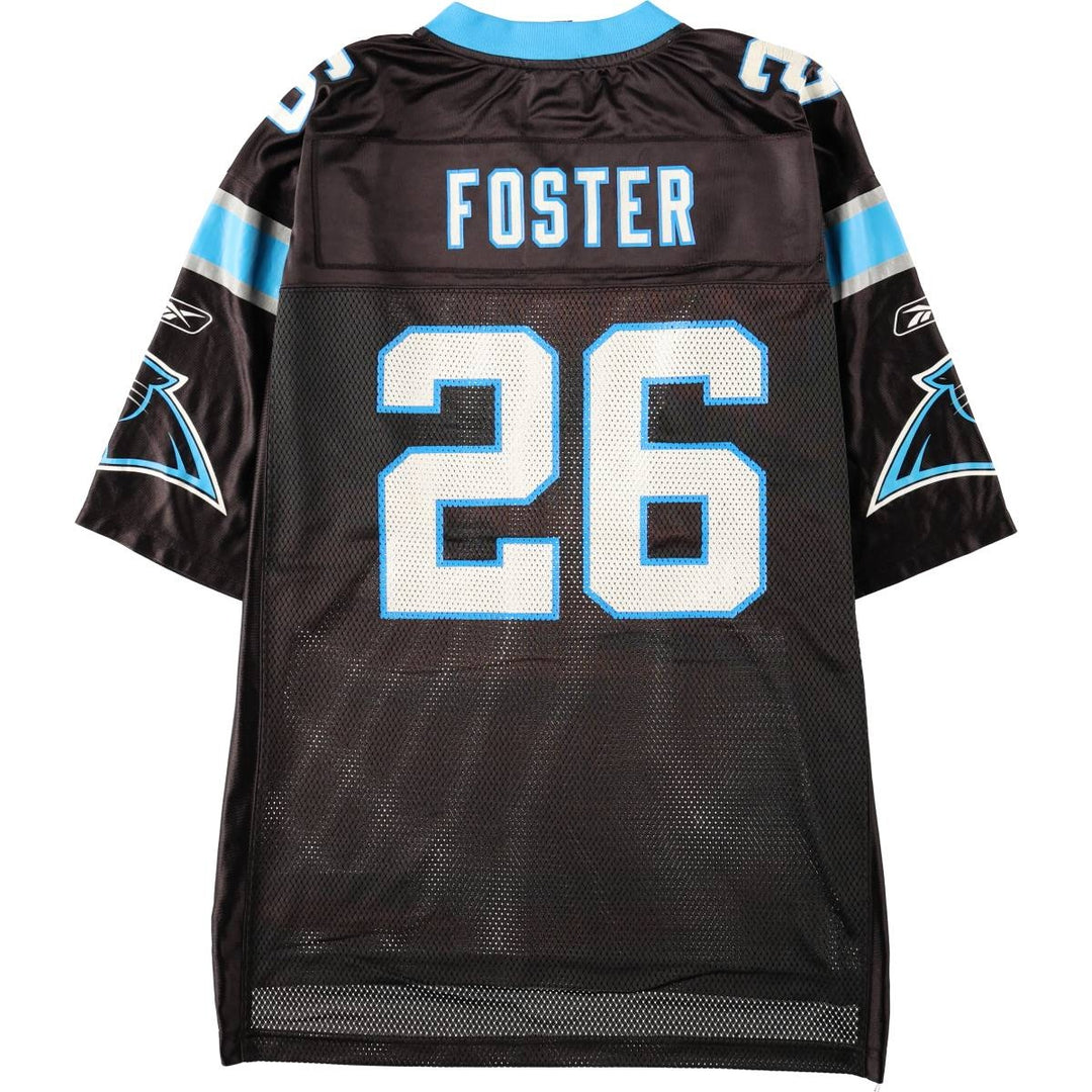 Reebok NFL Carolina Panthers V-neck Mesh Five-quarter Sleeve Game Shirt Football Shirt Men's Size L (approx.) Nylon black type Vintage Second Hand