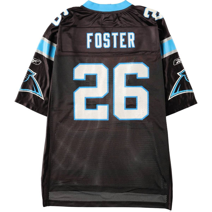 Reebok NFL Carolina Panthers V-neck Mesh Five-quarter Sleeve Game Shirt Football Shirt Men's Size L (approx.) Nylon black type Vintage Second Hand
