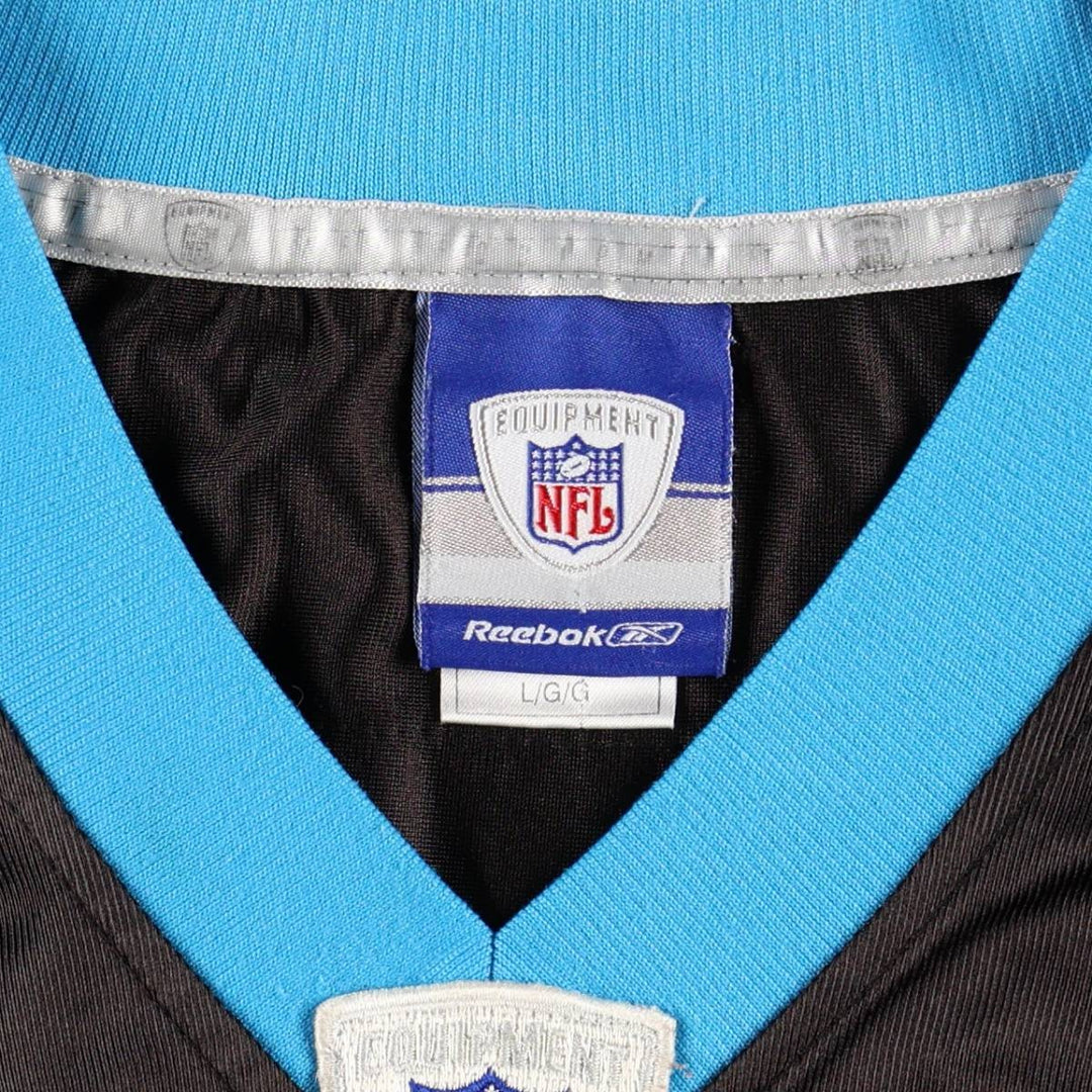 Reebok NFL Carolina Panthers V-neck Mesh Five-quarter Sleeve Game Shirt Football Shirt Men's Size L (approx.) Nylon black type Vintage Second Hand