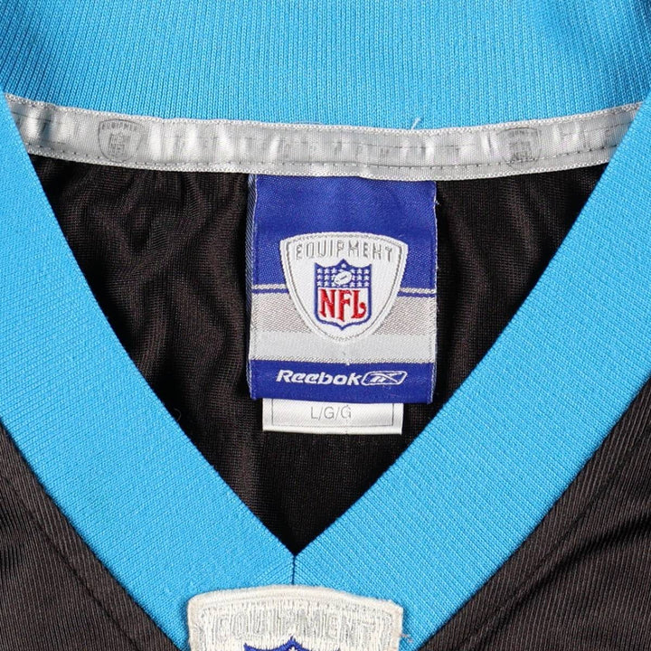 Reebok NFL Carolina Panthers V-neck Mesh Five-quarter Sleeve Game Shirt Football Shirt Men's Size L (approx.) Nylon black type Vintage Second Hand