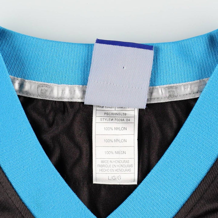 Reebok NFL Carolina Panthers V-neck Mesh Five-quarter Sleeve Game Shirt Football Shirt Men's Size L (approx.) Nylon black type Vintage Second Hand