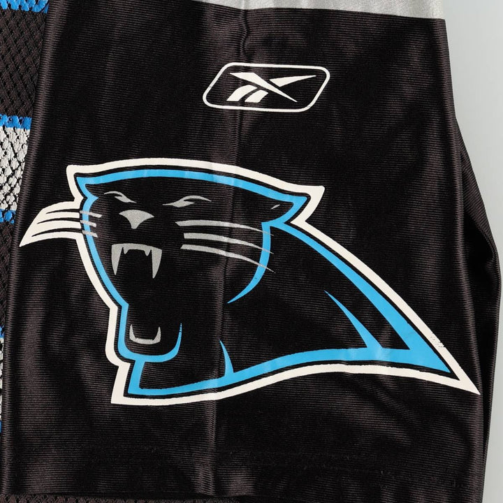 Reebok NFL Carolina Panthers V-neck Mesh Five-quarter Sleeve Game Shirt Football Shirt Men's Size L (approx.) Nylon black type Vintage Second Hand