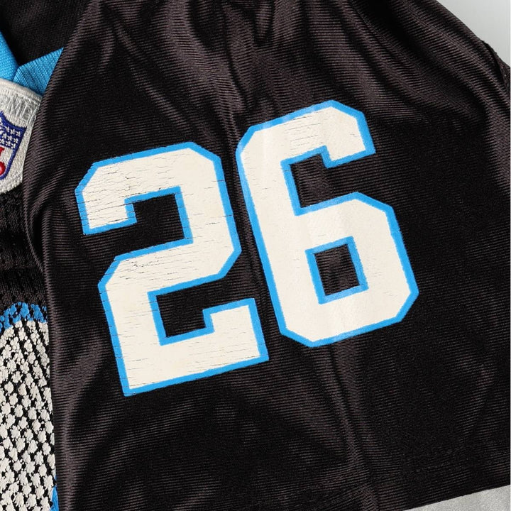 Reebok NFL Carolina Panthers V-neck Mesh Five-quarter Sleeve Game Shirt Football Shirt Men's Size L (approx.) Nylon black type Vintage Second Hand