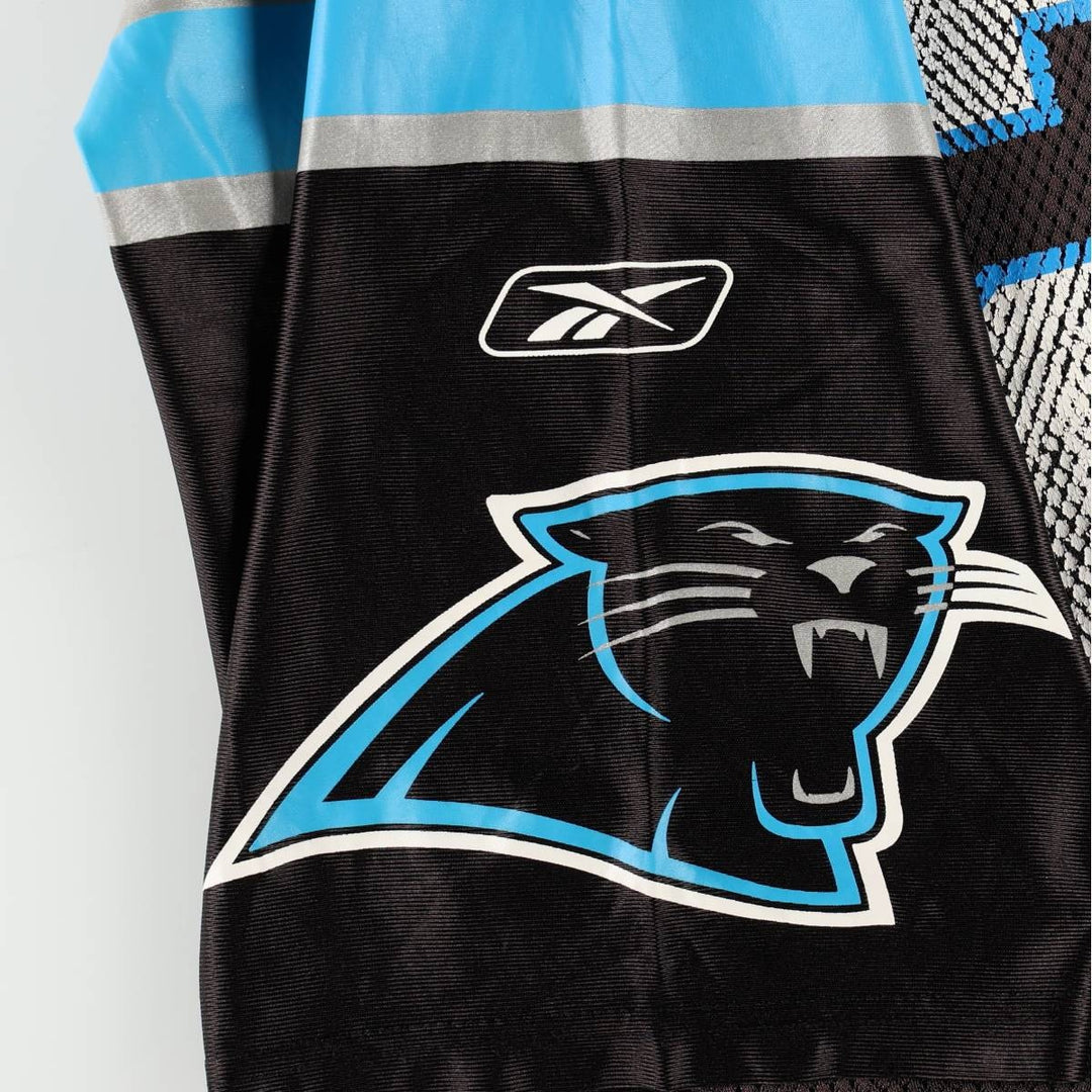 Reebok NFL Carolina Panthers V-neck Mesh Five-quarter Sleeve Game Shirt Football Shirt Men's Size L (approx.) Nylon black type Vintage Second Hand