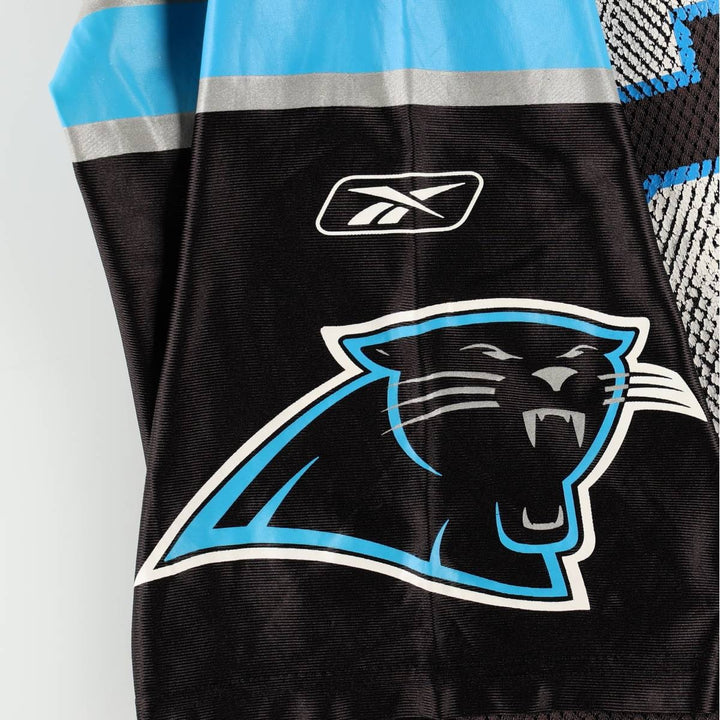 Reebok NFL Carolina Panthers V-neck Mesh Five-quarter Sleeve Game Shirt Football Shirt Men's Size L (approx.) Nylon black type Vintage Second Hand