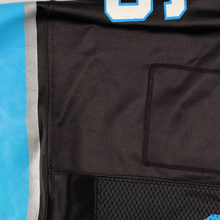 Reebok NFL Carolina Panthers V-neck Mesh Five-quarter Sleeve Game Shirt Football Shirt Men's Size L (approx.) Nylon black type Vintage Second Hand