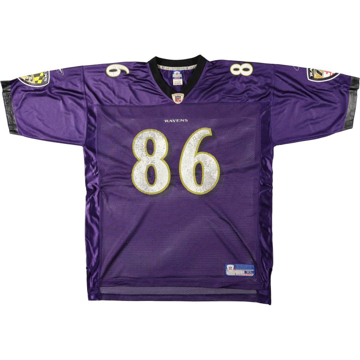 Reebok NFL Baltimore Ravens V-Neck Mesh Five-Quarter Sleeve Game Shirt Football Shirt Men's XL (approx.) Nylon purple type Vintage Second Hand