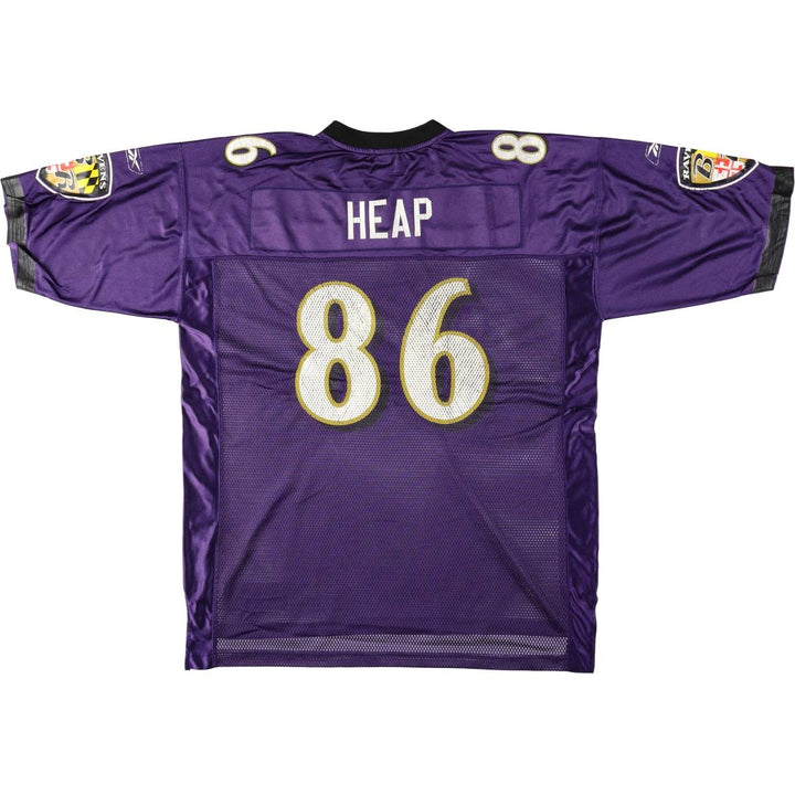 Reebok NFL Baltimore Ravens V-Neck Mesh Five-Quarter Sleeve Game Shirt Football Shirt Men's XL (approx.) Nylon purple type Vintage Second Hand