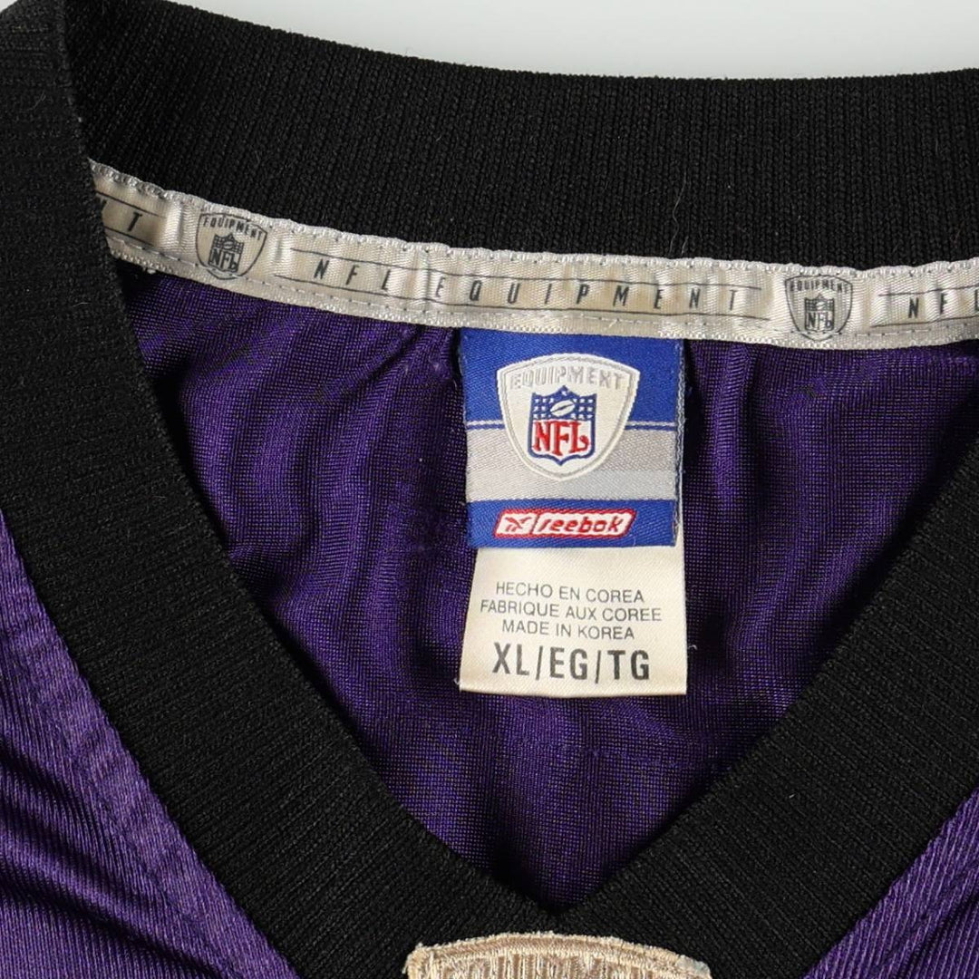 Reebok NFL Baltimore Ravens V-Neck Mesh Five-Quarter Sleeve Game Shirt Football Shirt Men's XL (approx.) Nylon purple type Vintage Second Hand