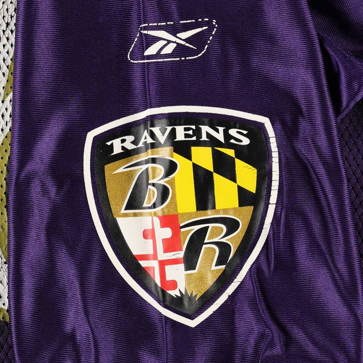 Reebok NFL Baltimore Ravens V-Neck Mesh Five-Quarter Sleeve Game Shirt Football Shirt Men's XL (approx.) Nylon purple type Vintage Second Hand