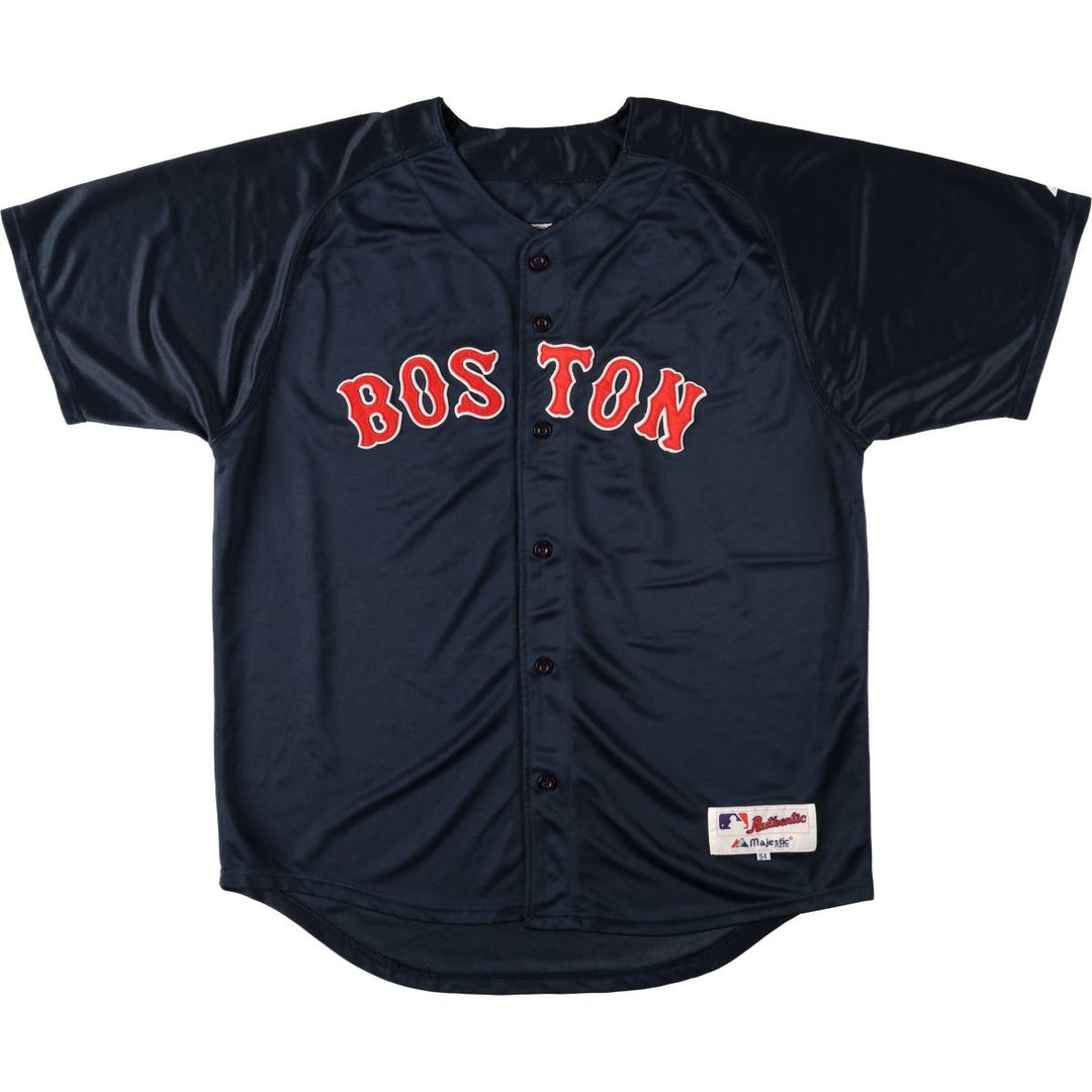 90s-00'S Majestic MLB Boston Red Sox Game Shirt Baseball Shirt Men's XL (approx.) unclear navy blue type Vintage Second Hand