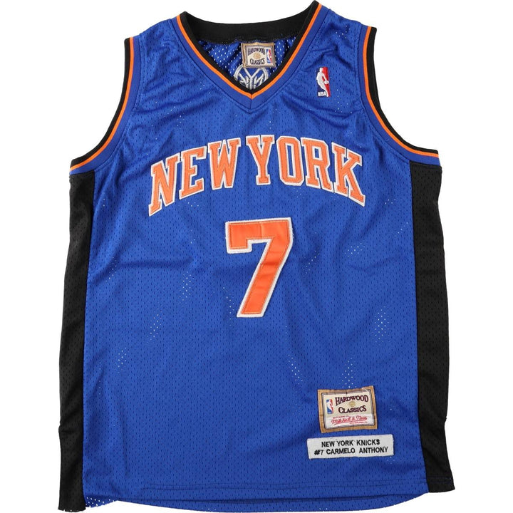 Mitchell and Ness NBA New York Knicks V-Neck Mesh Game Shirt Replica Uniform (Men's Size L) unclear blue type Vintage Second Hand