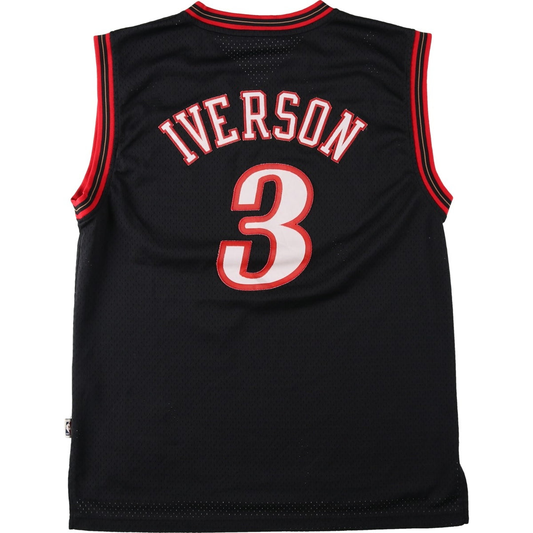 Adidas Originals V-neck Mesh Philadelphia 76ers Game Shirt Replica Uniform (Men's Size L) polyester black type Vintage Second Hand