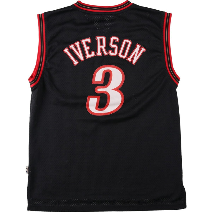 Adidas Originals V-neck Mesh Philadelphia 76ers Game Shirt Replica Uniform (Men's Size L) polyester black type Vintage Second Hand