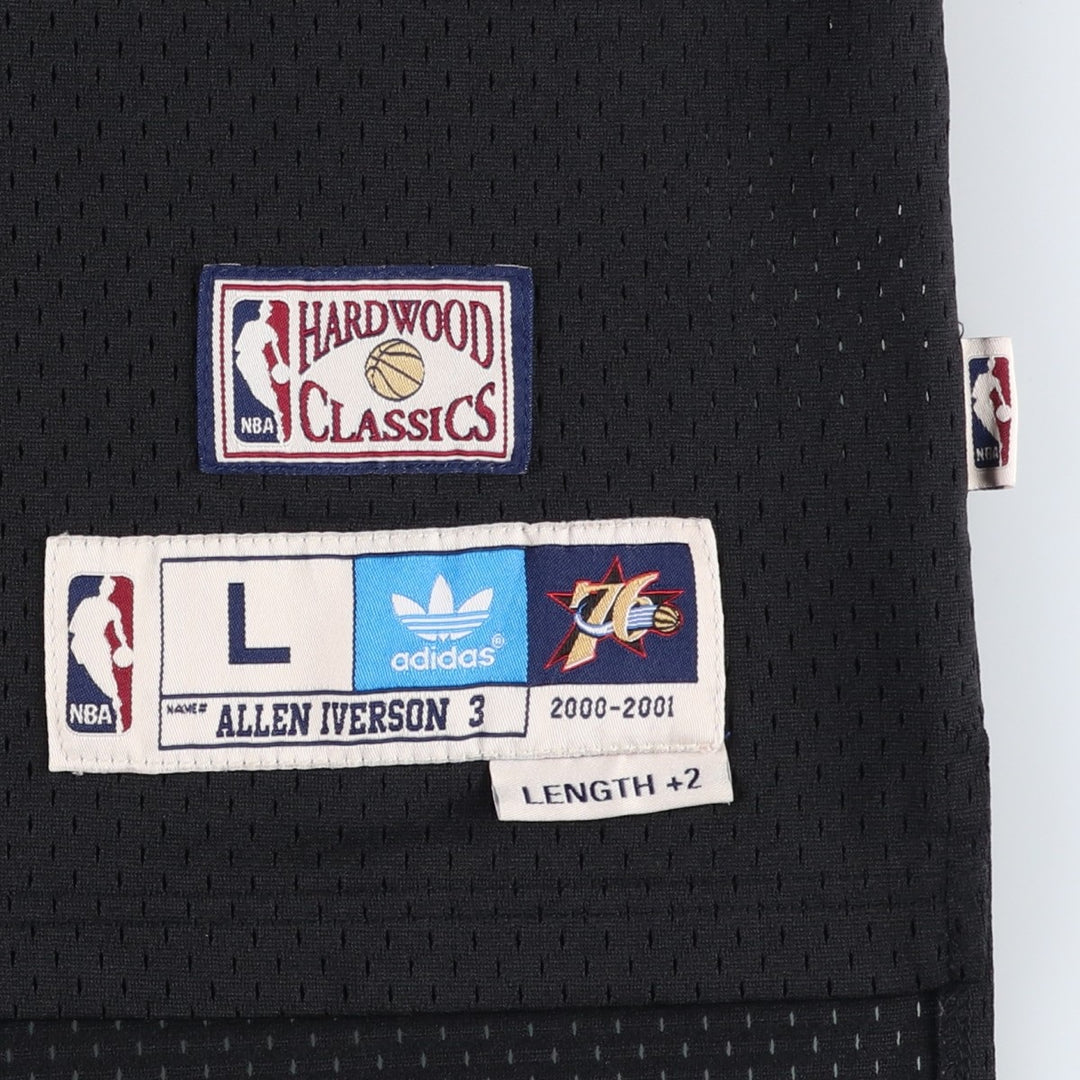 Adidas Originals V-neck Mesh Philadelphia 76ers Game Shirt Replica Uniform (Men's Size L) polyester black type Vintage Second Hand