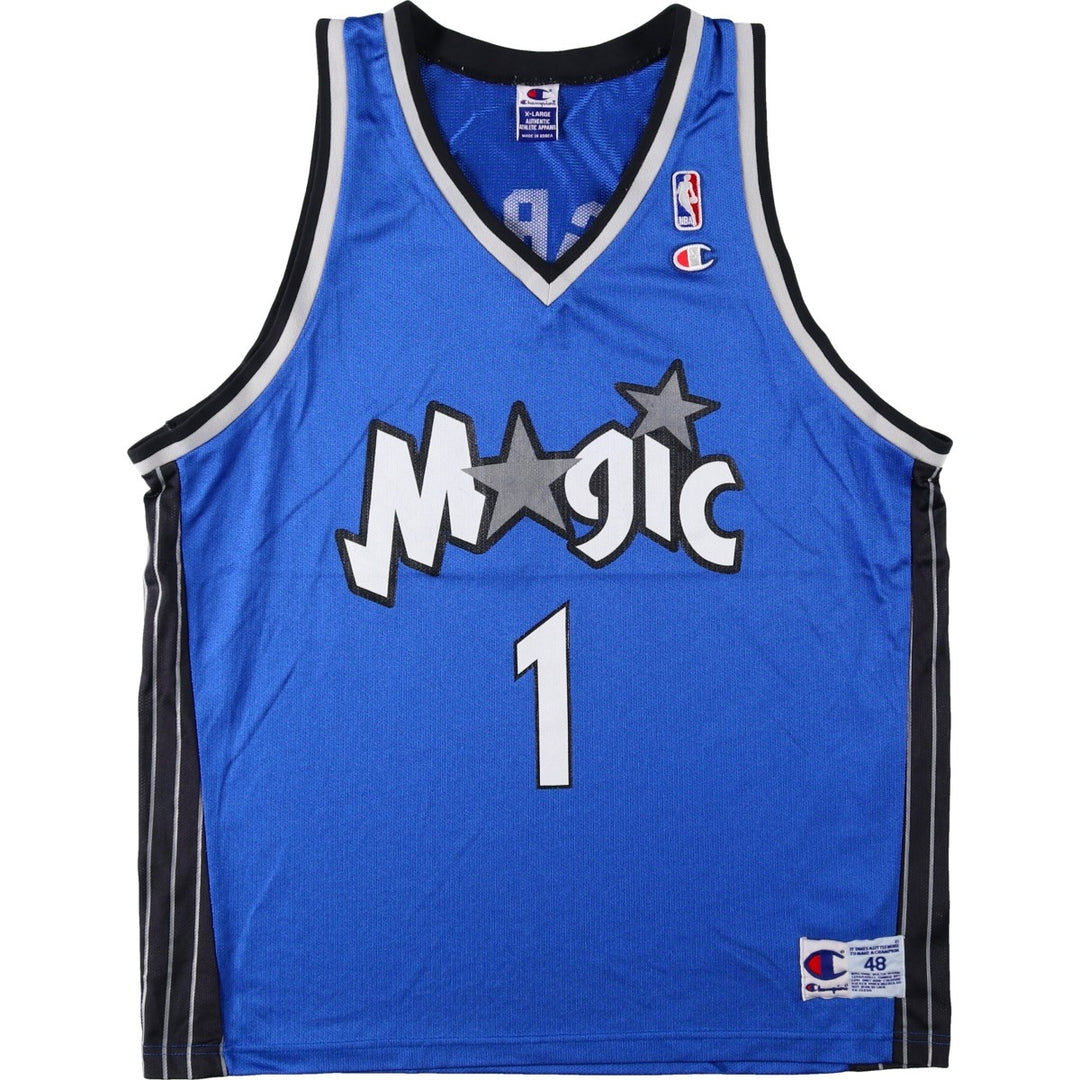 90'S Champion NBA Orlando Magic V-neck Mesh Game Shirt Replica Uniform (Men's XL equivalent) Nylon blue type Vintage Second Hand