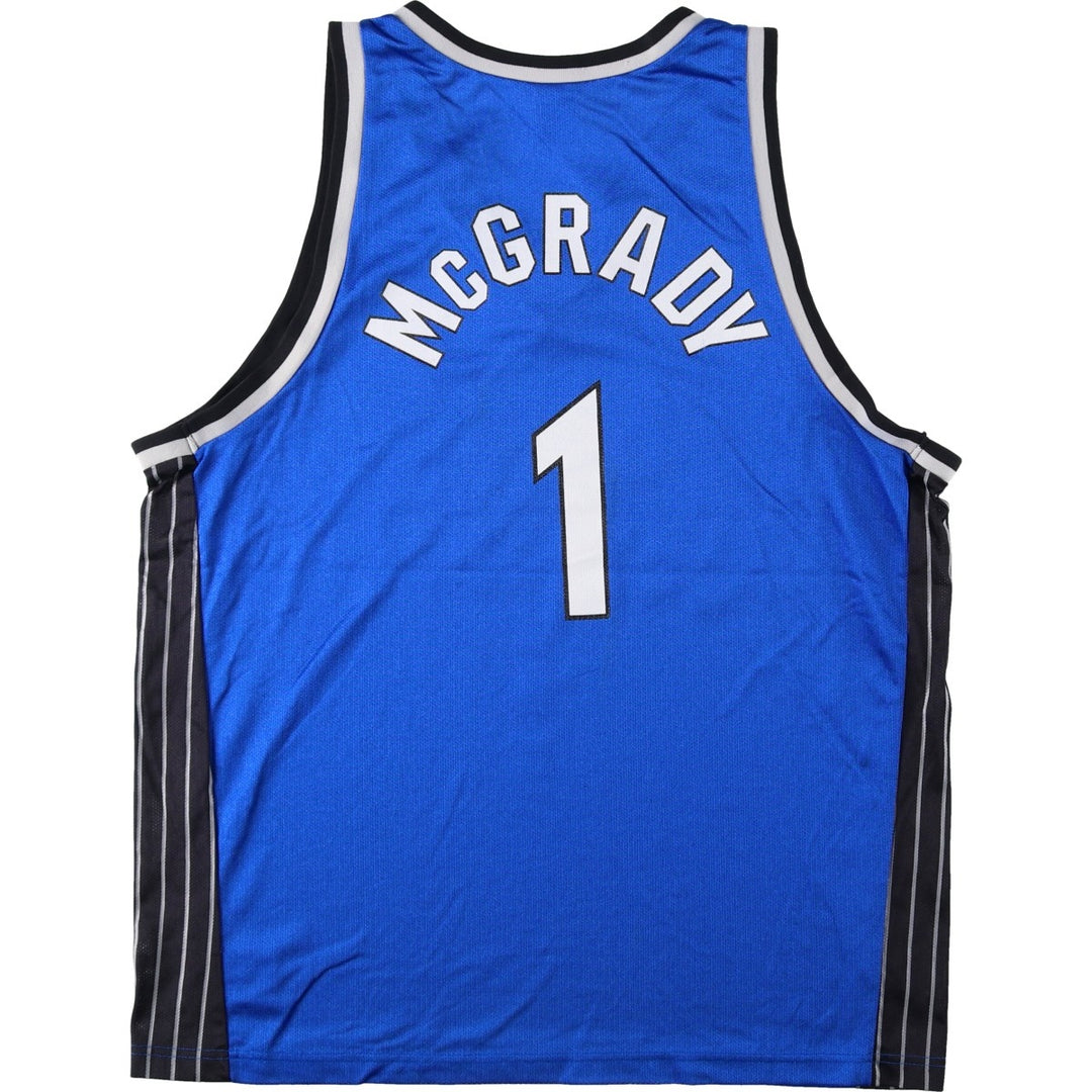 90'S Champion NBA Orlando Magic V-neck Mesh Game Shirt Replica Uniform (Men's XL equivalent) Nylon blue type Vintage Second Hand