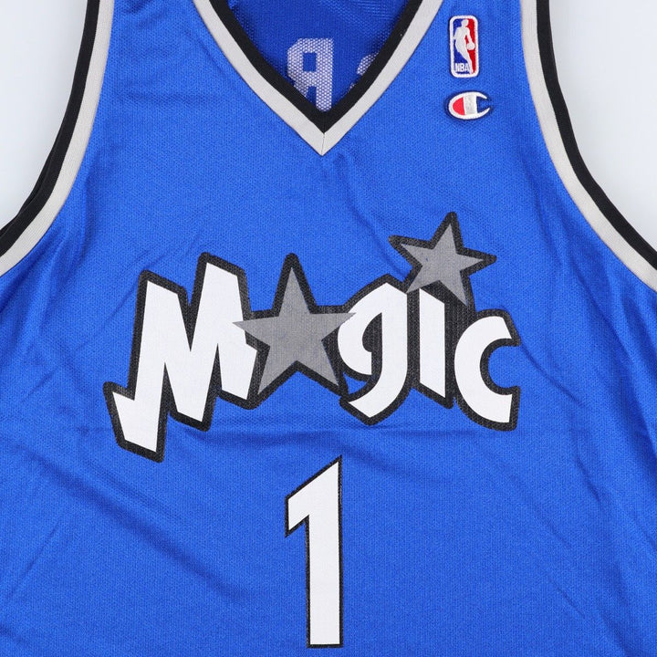90'S Champion NBA Orlando Magic V-neck Mesh Game Shirt Replica Uniform (Men's XL equivalent) Nylon blue type Vintage Second Hand