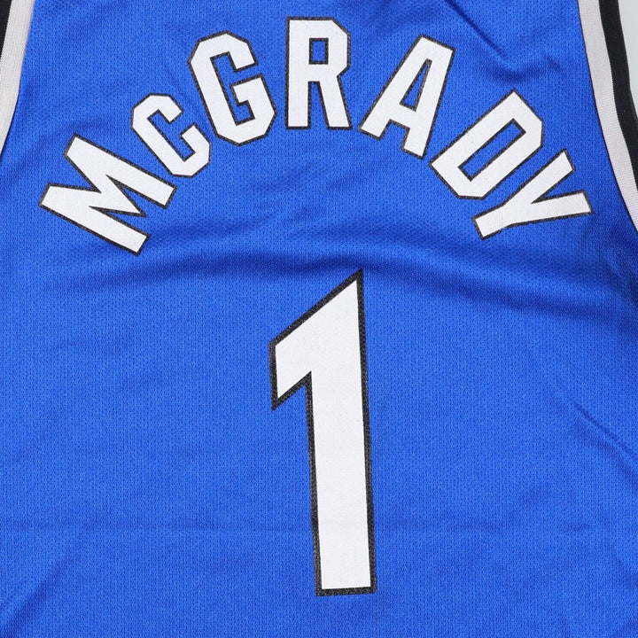 90'S Champion NBA Orlando Magic V-neck Mesh Game Shirt Replica Uniform (Men's XL equivalent) Nylon blue type Vintage Second Hand