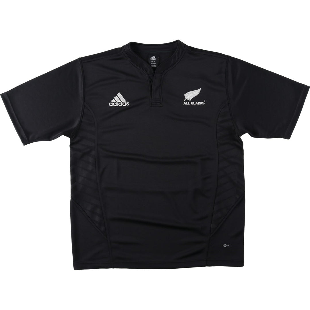 Adidas CLIMA COOL New Zealand National Team Henley Neck Mesh Game Shirt Replica Uniform (Men's XL equivalent) polyester black type Vintage Second Hand