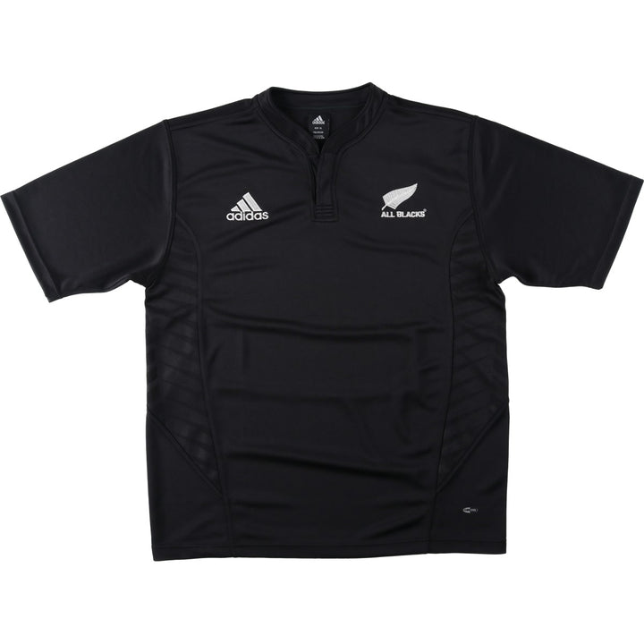 Adidas CLIMA COOL New Zealand National Team Henley Neck Mesh Game Shirt Replica Uniform (Men's XL equivalent) polyester black type Vintage Second Hand