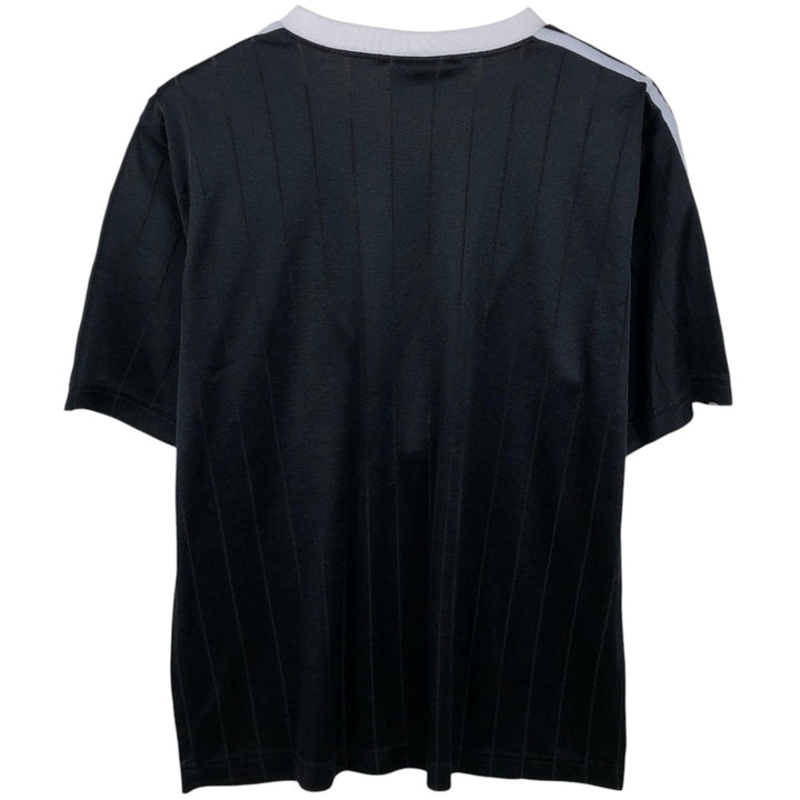 90s-00'S Adidas Stripe Pattern V-Neck Soccer Uniform Game Shirt, Made in USA, Men's Size L (Equivalent), Vintage unclear black type Vintage Second Hand