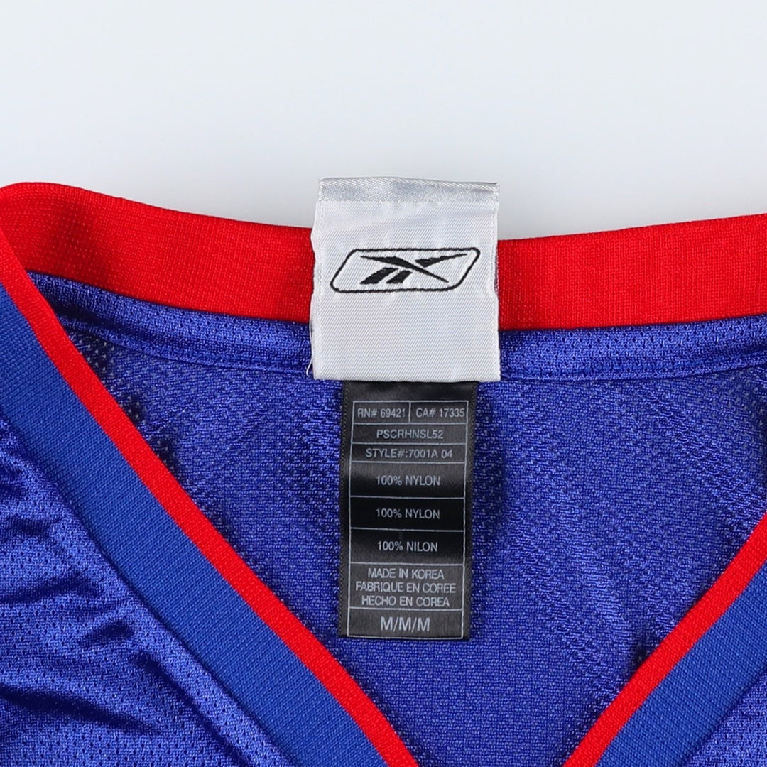 Reebok Detroit Pistons Mesh V-Neck Game Shirt Replica Uniform (Men's Size M) Nylon blue type Vintage Second Hand