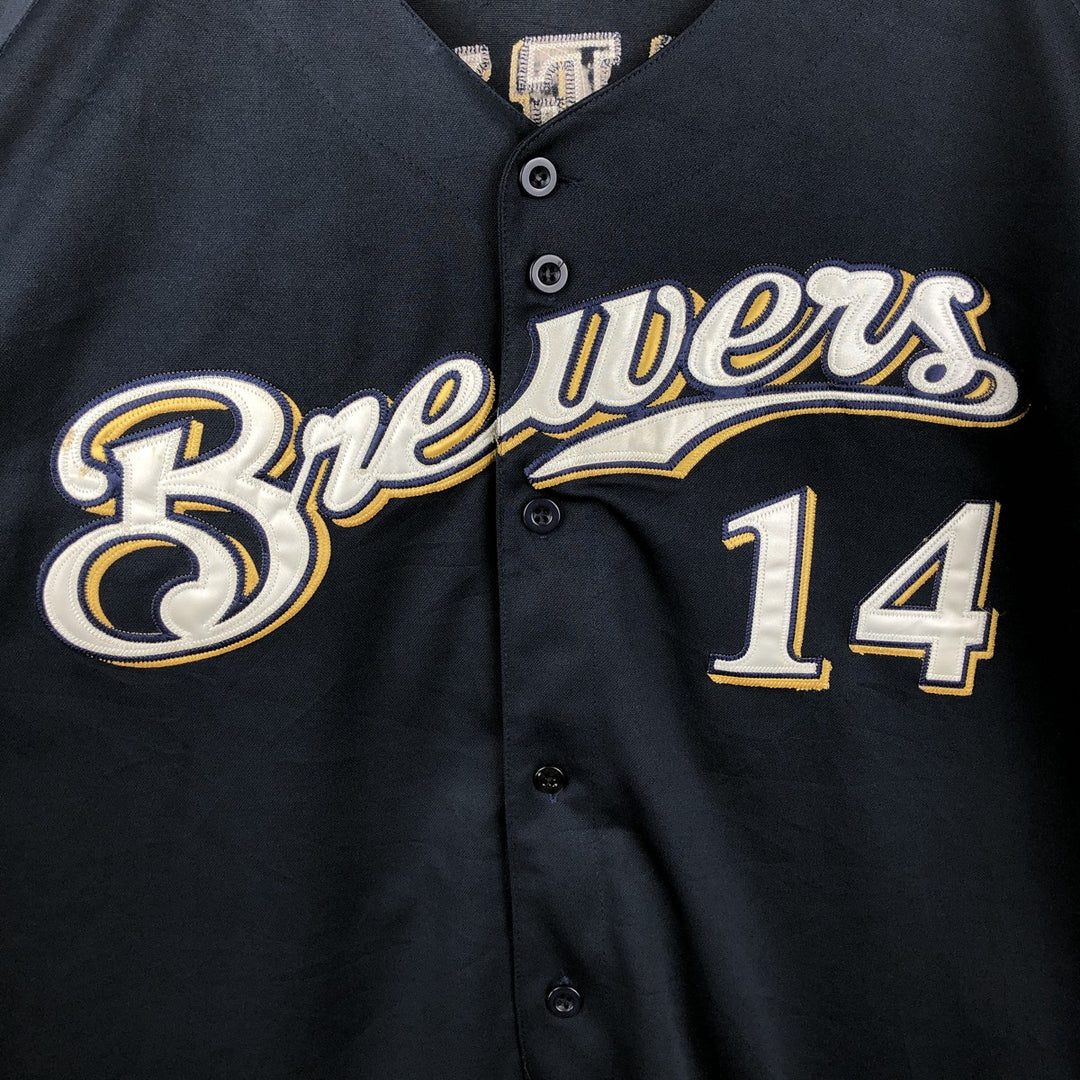 Big Size MLB Milwaukee Brewers Game Shirt Baseball Shirt Men's XXXL Equivalent unclear navy blue type Vintage Second Hand