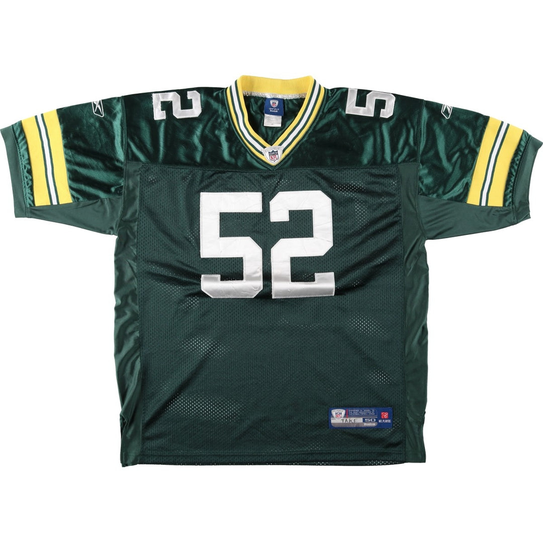 Reebok NFL Green Bay Packers V-Neck Mesh Game Shirt Football Shirt Men's XXL (approx.) polyester dark green Vintage Second Hand