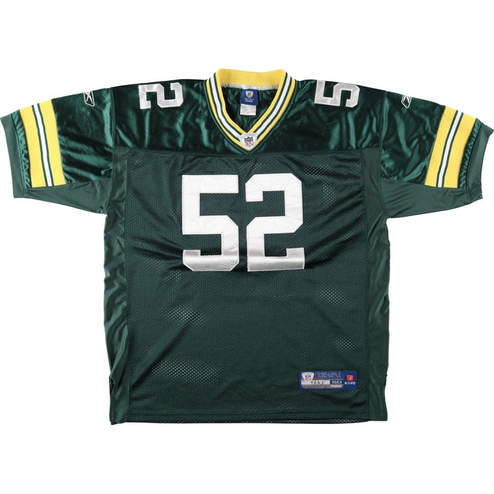 Reebok NFL Green Bay Packers V-Neck Mesh Game Shirt Football Shirt Men's XXL (approx.) polyester dark green Vintage Second Hand
