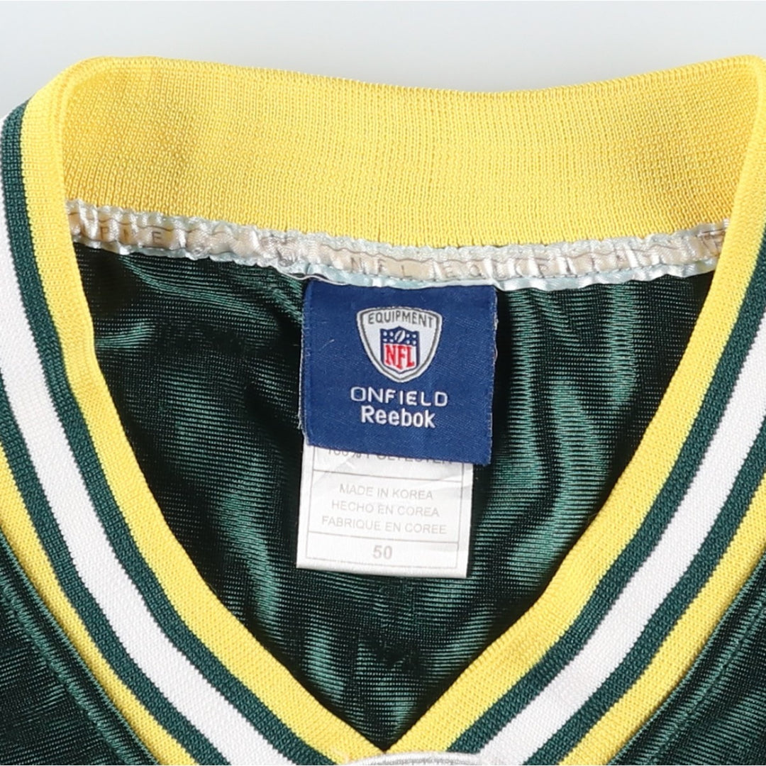 Reebok NFL Green Bay Packers V-Neck Mesh Game Shirt Football Shirt Men's XXL (approx.) polyester dark green Vintage Second Hand