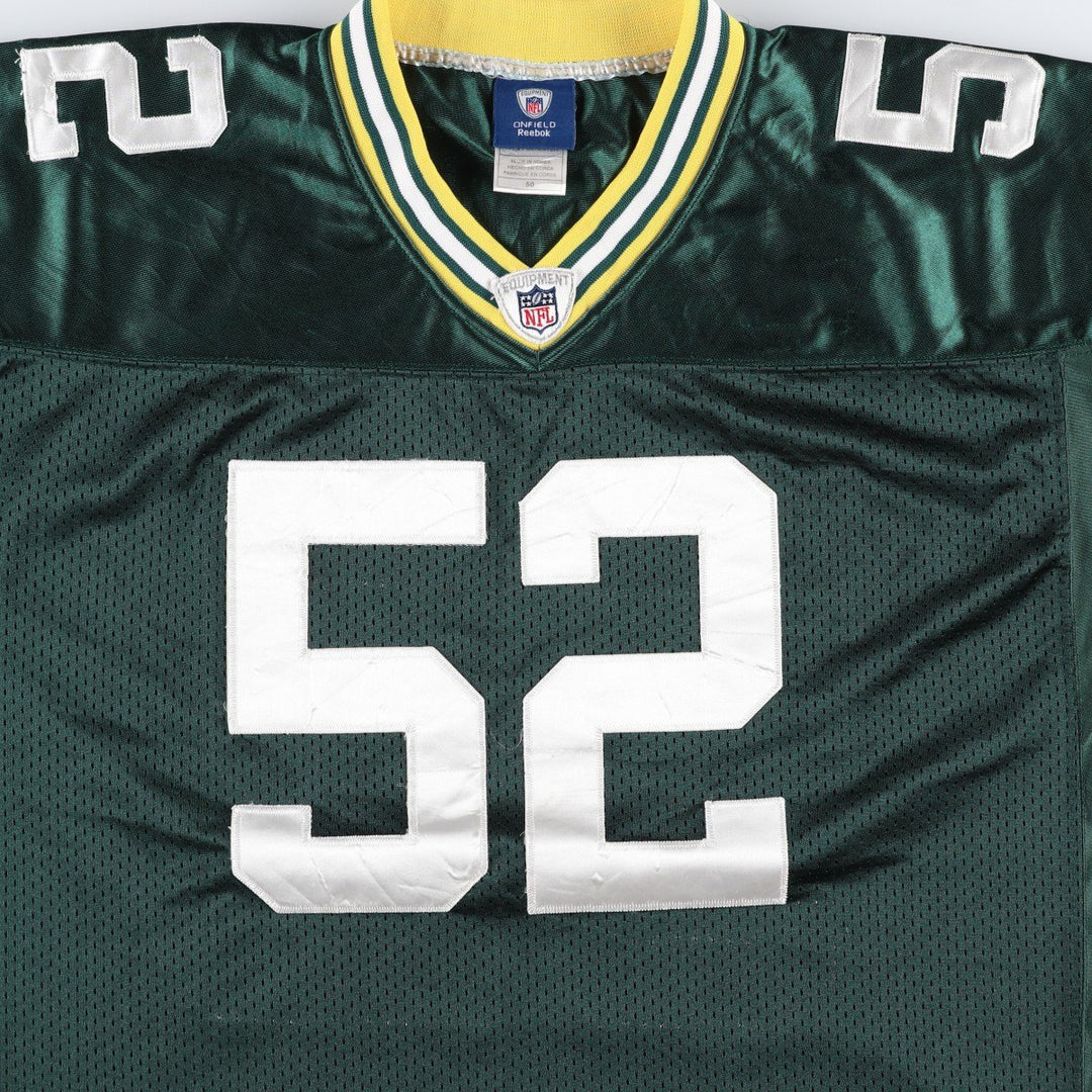 Reebok NFL Green Bay Packers V-Neck Mesh Game Shirt Football Shirt Men's XXL (approx.) polyester dark green Vintage Second Hand