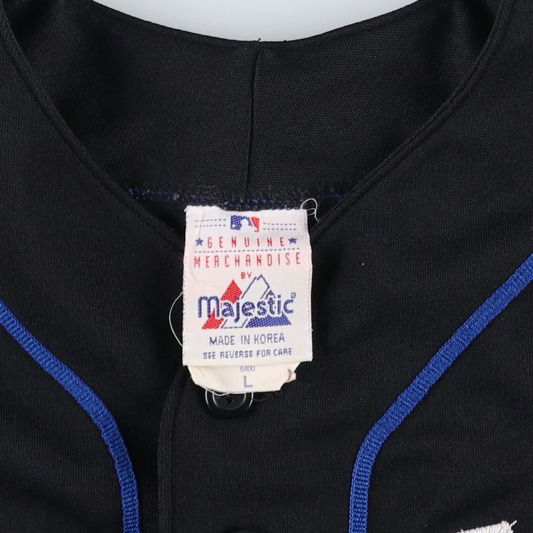 90s-00'S Majestic MLB New York Mets Game Shirt Baseball Shirt Men's Size L polyester black type Vintage Second Hand