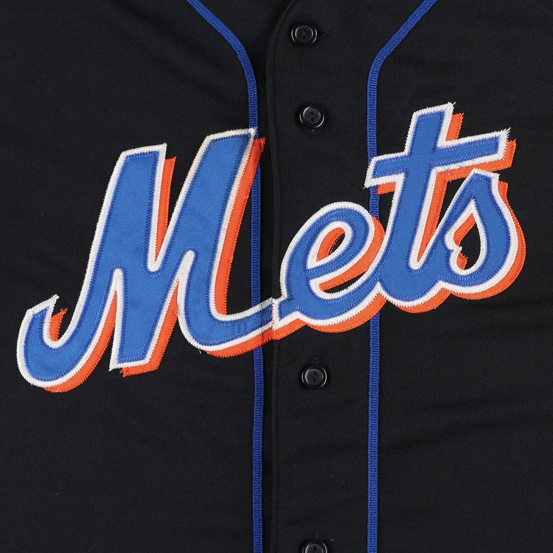 90s-00'S Majestic MLB New York Mets Game Shirt Baseball Shirt Men's Size L polyester black type Vintage Second Hand