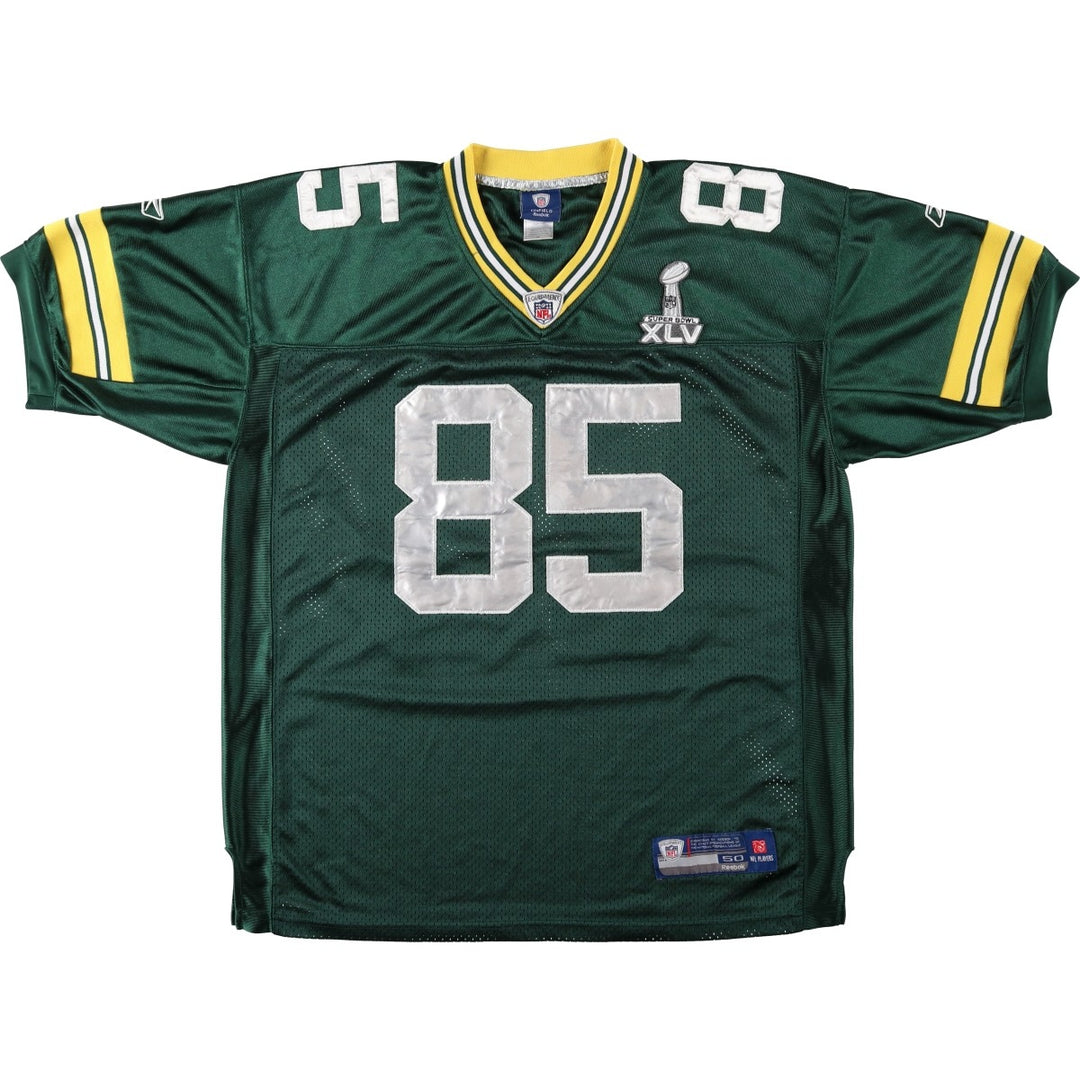 Reebok NFL Green Bay Packers V-Neck Mesh Game Shirt Football Shirt Men's XXL equivalent polyester dark green Vintage Second Hand